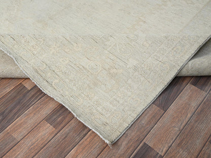 Ivory 8'1" x 9'5" Oushak And Peshawar Hand knotted Wool Rug - Sku: O01495