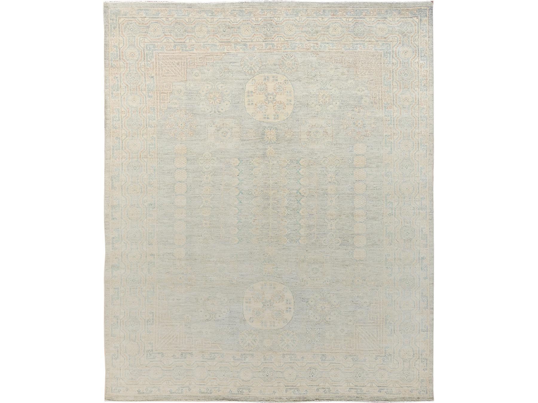 Grey 7'11" x 9'7" Oushak And Peshawar Hand knotted Wool Rug - Sku: O01498