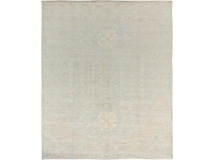 Grey 7'11" x 9'7" Oushak And Peshawar Hand knotted Wool Rug - Sku: O01498