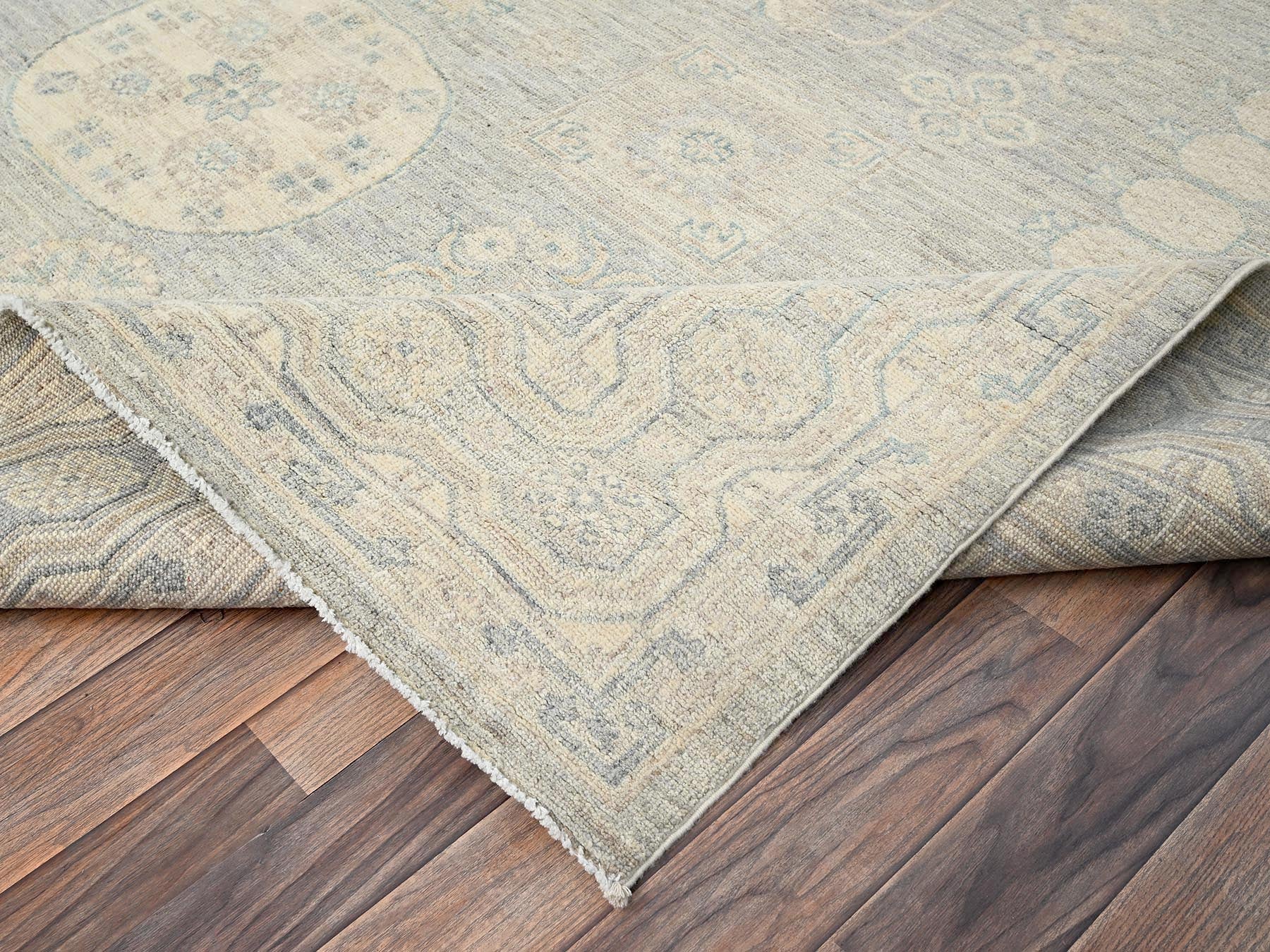Khotan Oushak hand-knotted wool rug in Gray, 7'11" x 9'7" — SKU O01498 (view 7)