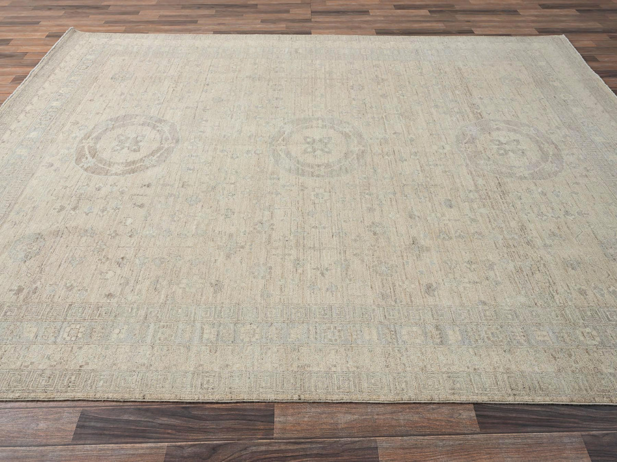 Khotan Oushak hand-knotted wool rug in Beige & Ivory, 7'10" x 9'6" — SKU O01499 (view 4)