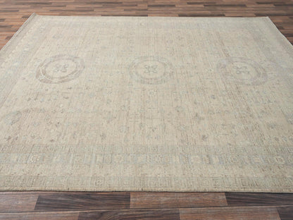 Khotan Oushak hand-knotted wool rug in Beige & Ivory, 7'10" x 9'6" — SKU O01499 (view 4)