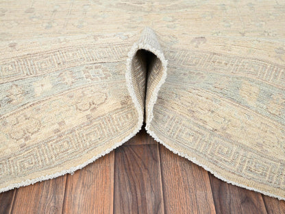 Beige 7'10" x 9'6" Oushak And Peshawar Hand knotted Wool Rug - Sku: O01499
