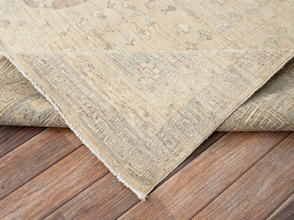 Beige 7'10" x 9'6" Oushak And Peshawar Hand knotted Wool Rug - Sku: O01499