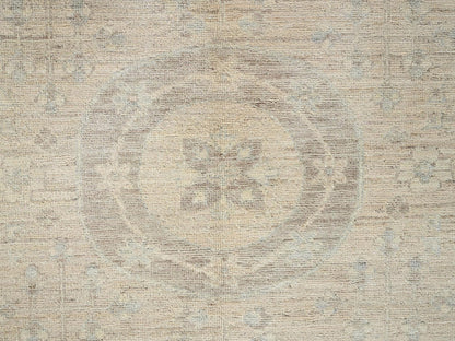 Beige 7'10" x 9'6" Oushak And Peshawar Hand knotted Wool Rug - Sku: O01499