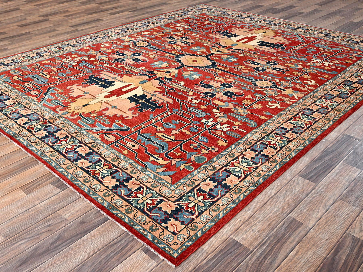 Heriz Heriz hand-knotted wool rug in Red & Midnight Blue, 7'10" x 9'7" — SKU O01507 (view 3)