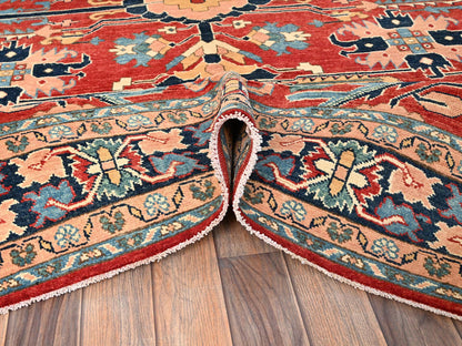 Heriz Heriz hand-knotted wool rug in Red & Midnight Blue, 7'10" x 9'7" — SKU O01507 (view 6)