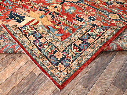 Heriz Heriz hand-knotted wool rug in Red & Midnight Blue, 7'10" x 9'7" — SKU O01507 (view 7)