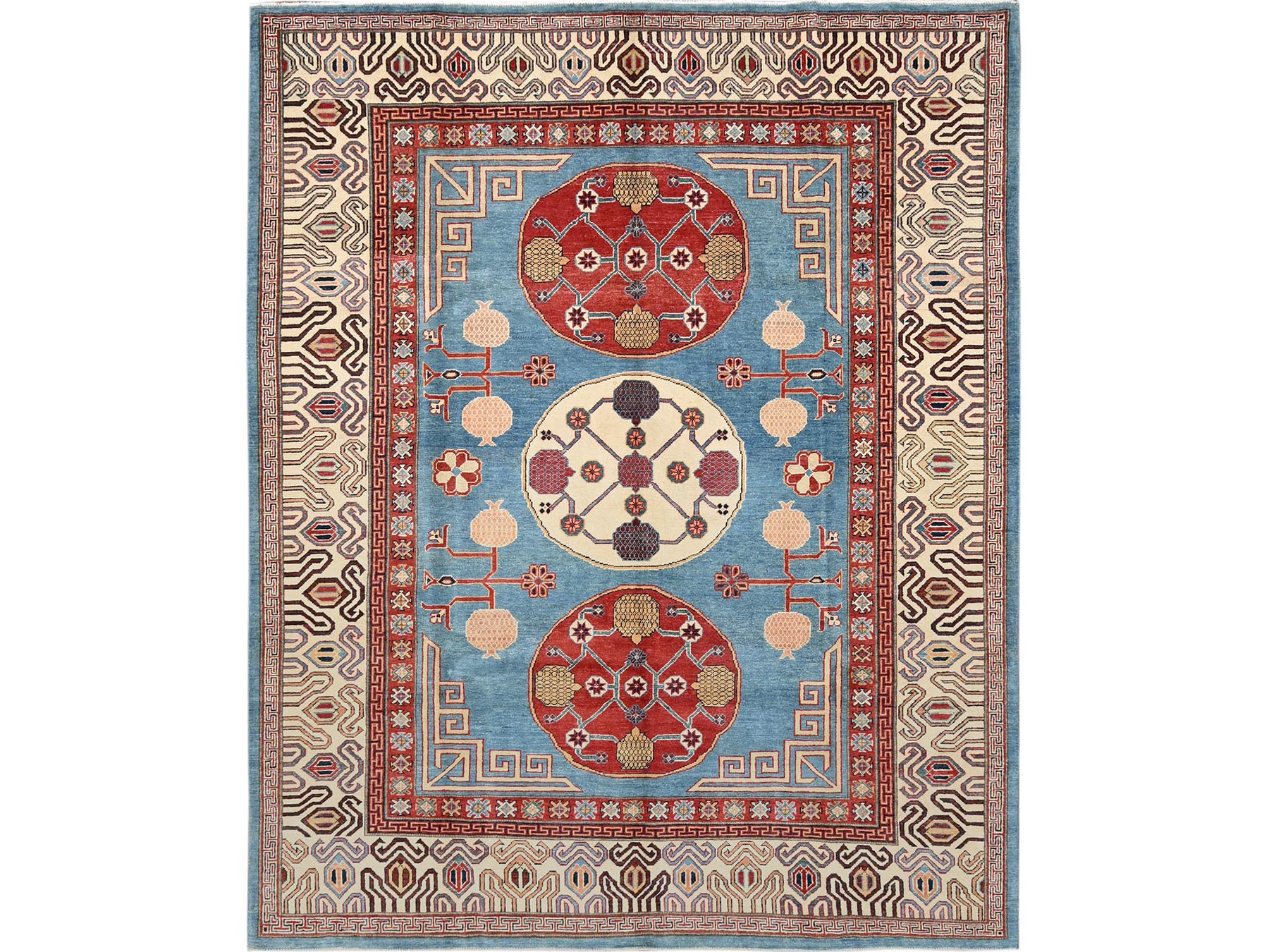 Blue 8'0" x 9'9" Kazak Hand knotted Wool Rug - Sku: O01516