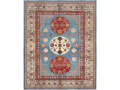 Blue 8'0" x 9'9" Kazak Hand knotted Wool Rug - Sku: O01516