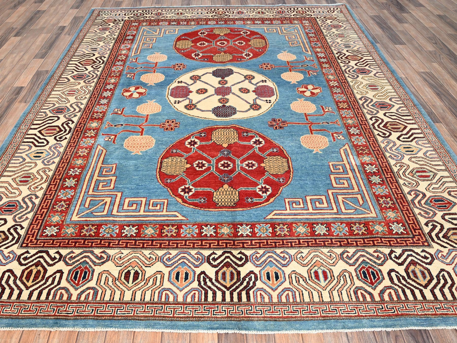Blue 8'0" x 9'9" Kazak Hand knotted Wool Rug - Sku: O01516