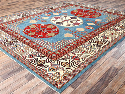 Blue 8'0" x 9'9" Kazak Hand knotted Wool Rug - Sku: O01516
