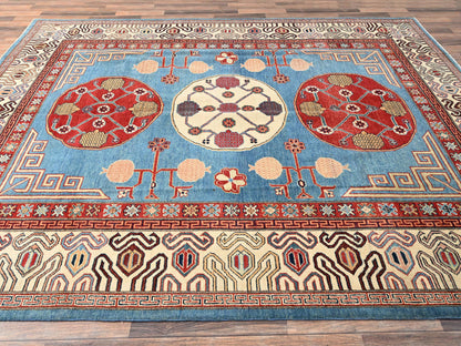 Blue 8'0" x 9'9" Kazak Hand knotted Wool Rug - Sku: O01516