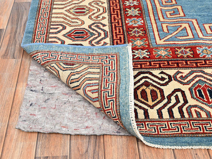 Blue 8'0" x 9'9" Kazak Hand knotted Wool Rug - Sku: O01516