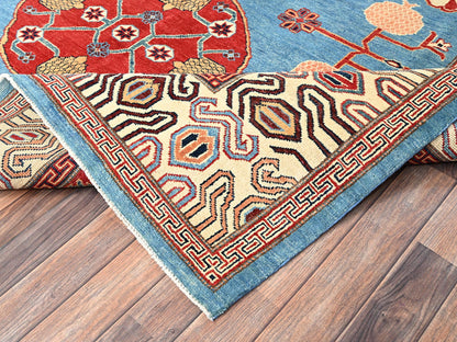 Blue 8'0" x 9'9" Kazak Hand knotted Wool Rug - Sku: O01516