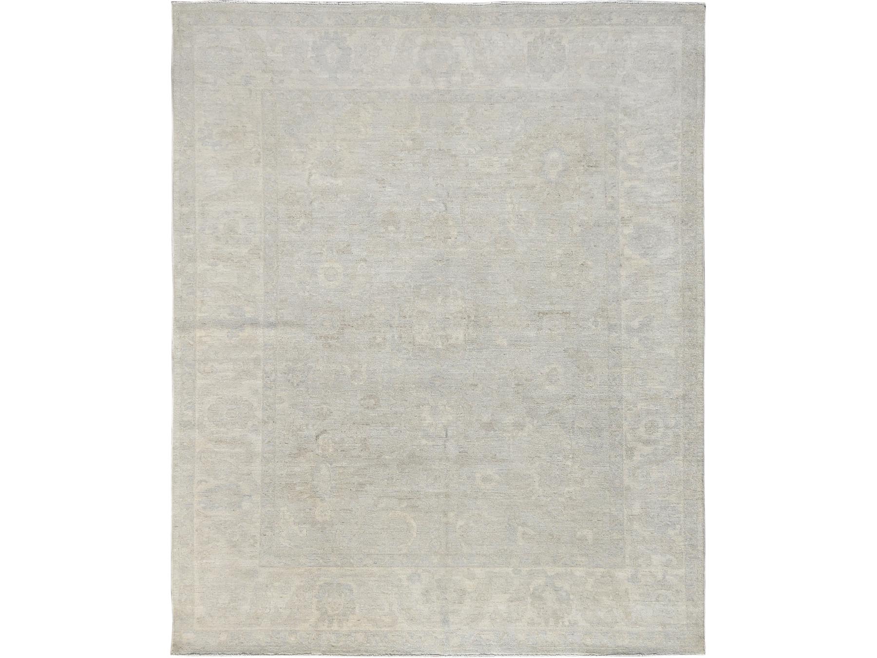 Ivory 8'1" x 9'10" Oushak And Peshawar Hand knotted Wool Rug - Sku: O01520