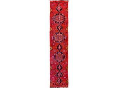 Hamadan Vintage hand-knotted wool runner in Red, 2'7" x 11'11" — SKU O01524