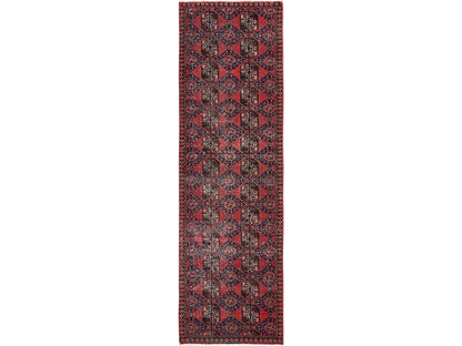 Turkoman Vintage hand-knotted wool runner in Red, 2'7" x 9' — SKU O01526