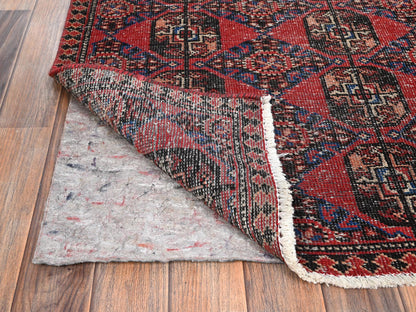 Turkoman Vintage hand-knotted wool runner in Red, 2'7" x 9' — SKU O01526 (view 3)