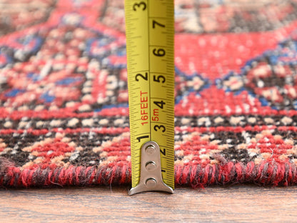 Turkoman Vintage hand-knotted wool runner in Red, 2'7" x 9' — SKU O01526 (view 6)