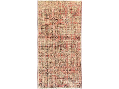 Turkoman Vintage hand-knotted wool runner in Pink, 2'9" x 5'6" — SKU O01527