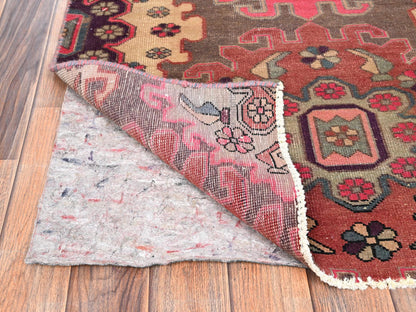 Vintage hand-knotted wool runner in Brown, 3' x 9'5" — SKU O01528 (view 3)