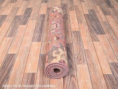 Brown 3'0" x 9'5" Vintage Hand knotted Wool Rug - Sku: O01528