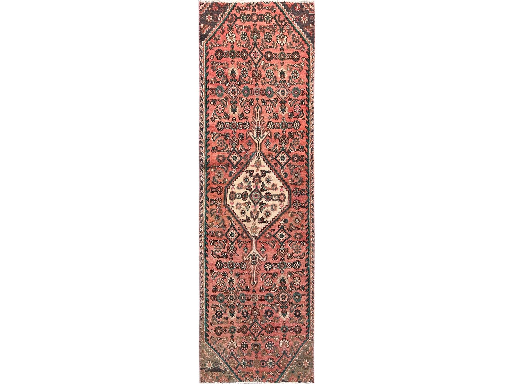 Pink 2'6" x 8'10" Vintage Hand knotted Wool Rug - Sku: O01529