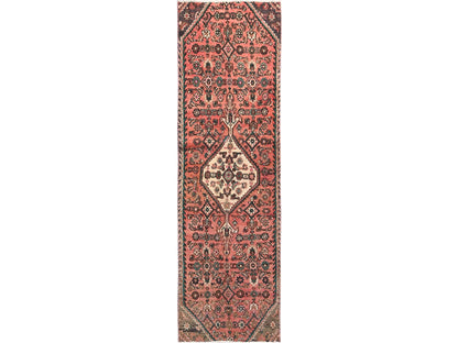 Vintage hand-knotted wool runner in Pink, 2'6" x 8'10" — SKU O01529