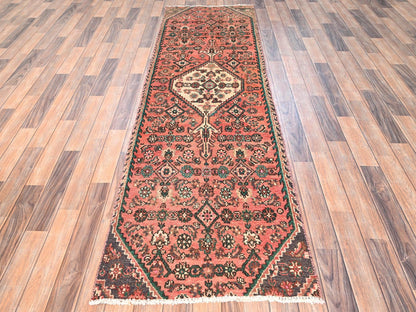 Vintage hand-knotted wool runner in Pink, 2'6" x 8'10" — SKU O01529 (view 2)