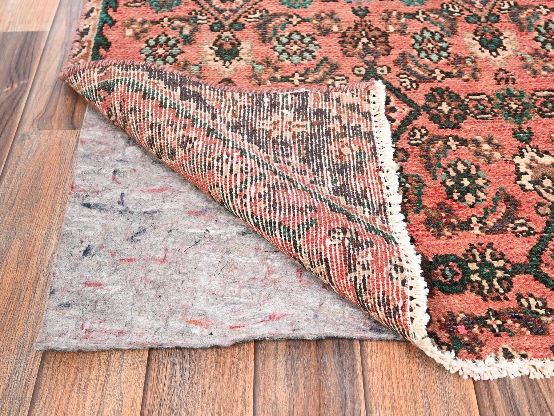 Vintage hand-knotted wool runner in Pink, 2'6" x 8'10" — SKU O01529 (view 3)