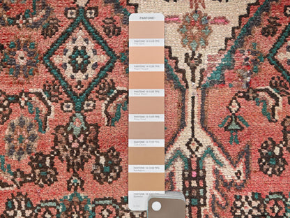 Vintage hand-knotted wool runner in Pink, 2'6" x 8'10" — SKU O01529 (view 4)