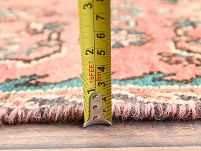Vintage hand-knotted wool runner in Pink, 2'6" x 8'10" — SKU O01529 (view 6)