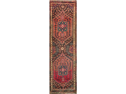 Brown 2'9" x 9'11" Vintage Hand knotted Wool Rug - Sku: O01530