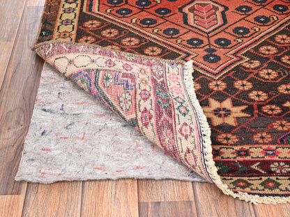 Brown 2'9" x 9'11" Vintage Hand knotted Wool Rug - Sku: O01530