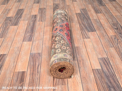 Brown 2'9" x 9'11" Vintage Hand knotted Wool Rug - Sku: O01530
