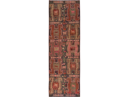 Brown 2'10" x 8'11" Vintage Hand knotted Wool Rug - Sku: O01531