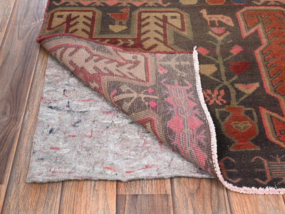Brown 2'10" x 8'11" Vintage Hand knotted Wool Rug - Sku: O01531