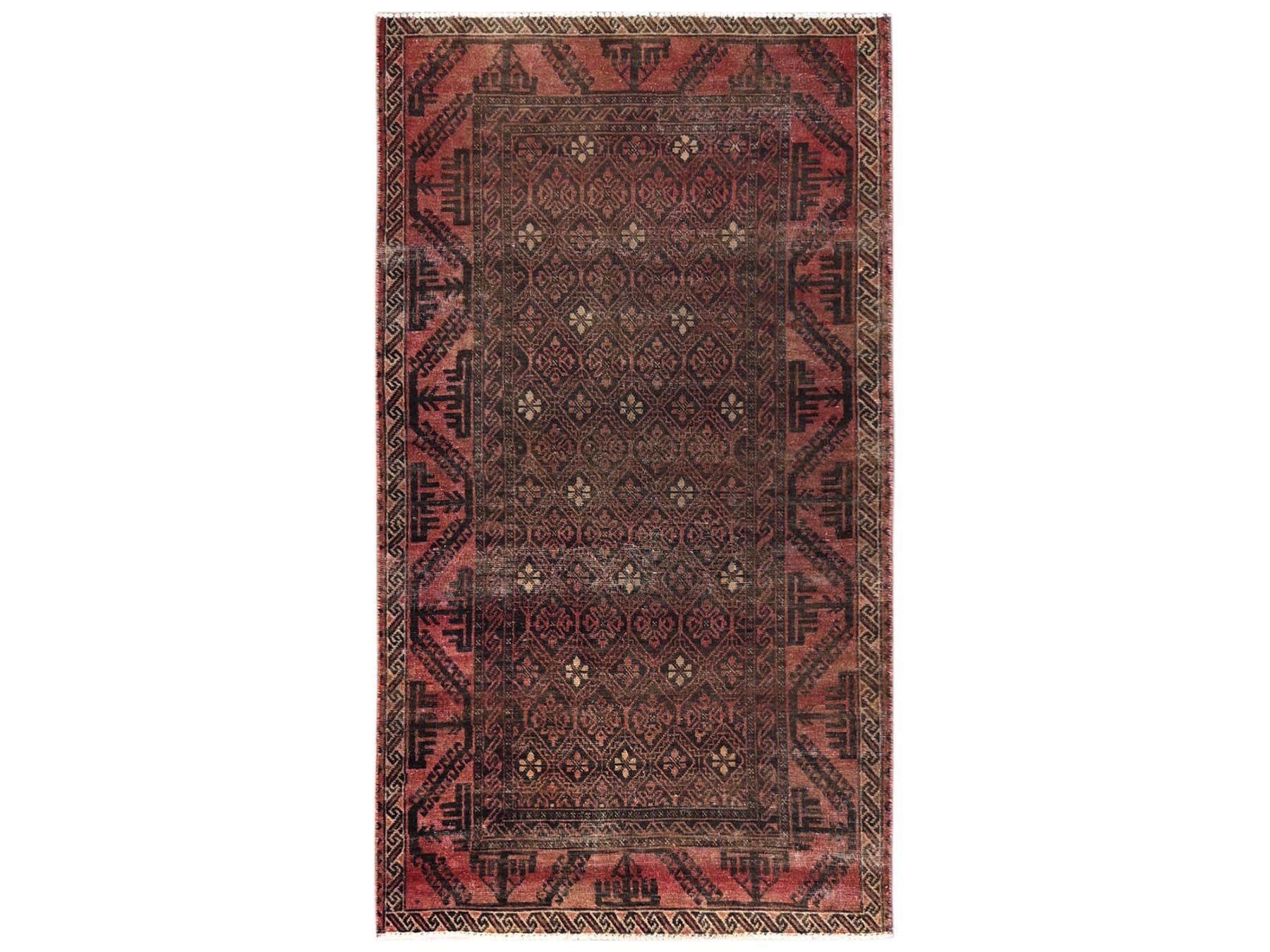 Brown 3'5" x 6'4" Tribal & Geometric Hand knotted Wool Rug - Sku: O01534