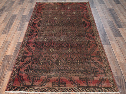 Brown 3'5" x 6'4" Tribal & Geometric Hand knotted Wool Rug - Sku: O01534