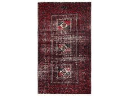 Baluch Vintage hand-knotted wool rug in Red, 4'1" x 7'1" — SKU O01535