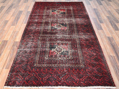 Baluch Vintage hand-knotted wool rug in Red, 4'1" x 7'1" — SKU O01535 (view 2)