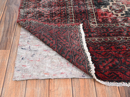 Baluch Vintage hand-knotted wool rug in Red, 4'1" x 7'1" — SKU O01535 (view 3)