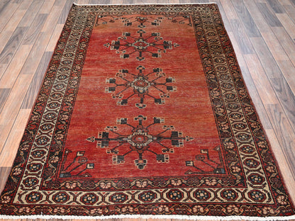 Baluch Vintage hand-knotted wool rug in Orange & Ivory, 3'11" x 6'4" — SKU O01537 (view 2)