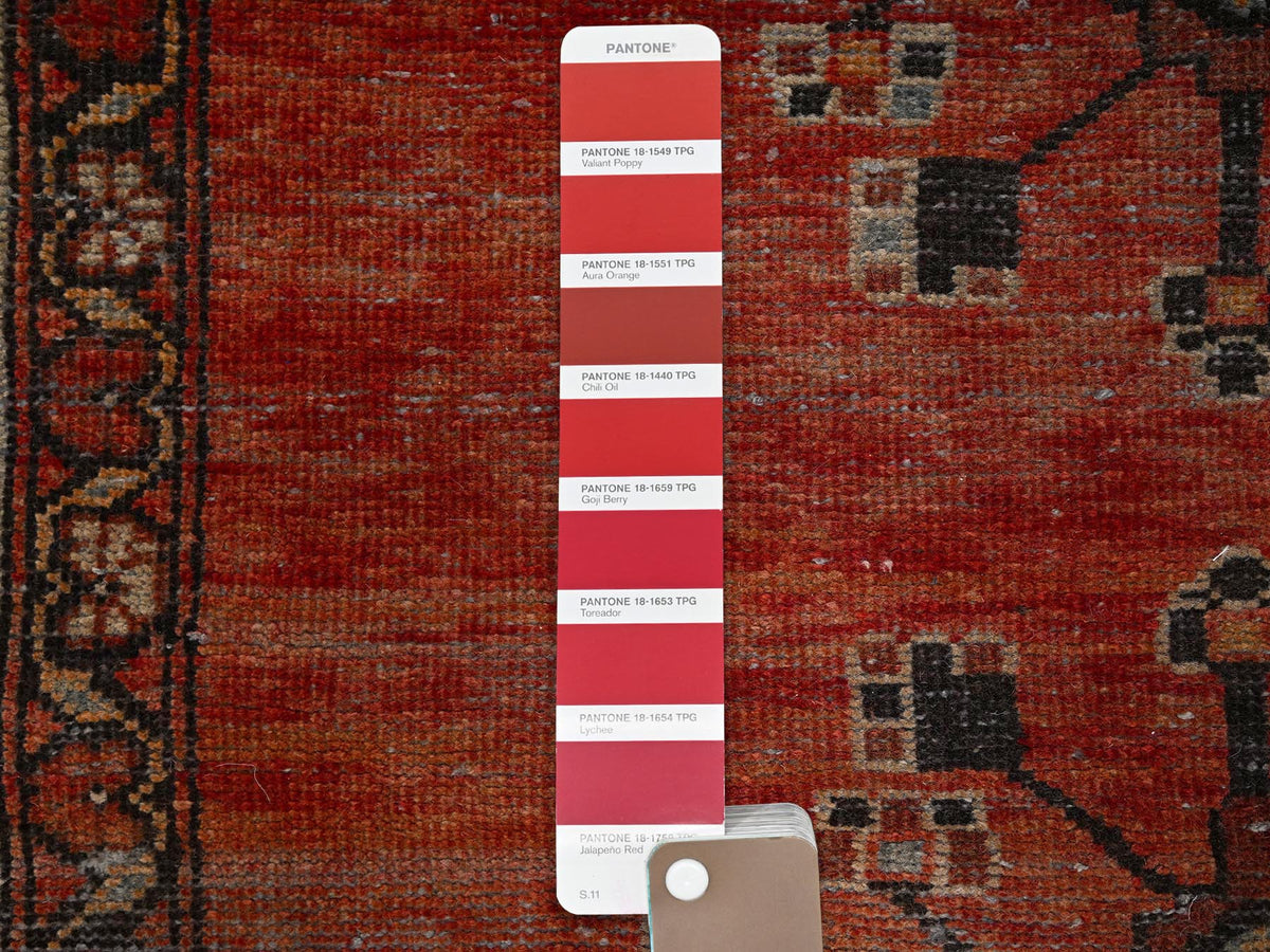 Baluch Vintage hand-knotted wool rug in Orange & Ivory, 3'11" x 6'4" — SKU O01537 (view 4)