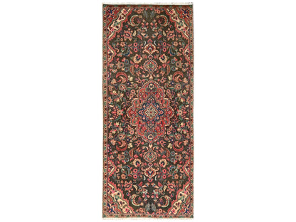 Brown 2'9" x 6'9" Vintage Hand knotted Wool Rug - Sku: O01540