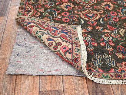 Brown 2'9" x 6'9" Vintage Hand knotted Wool Rug - Sku: O01540