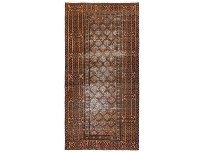 Brown 3'1" x 6'6" Vintage Hand knotted Wool Rug - Sku: O01541