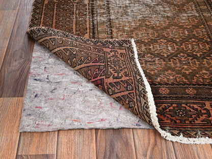Brown 3'1" x 6'6" Vintage Hand knotted Wool Rug - Sku: O01541