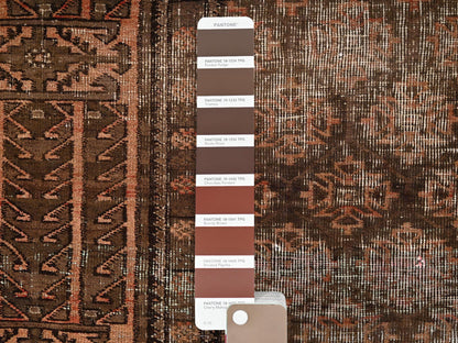 Brown 3'1" x 6'6" Vintage Hand knotted Wool Rug - Sku: O01541